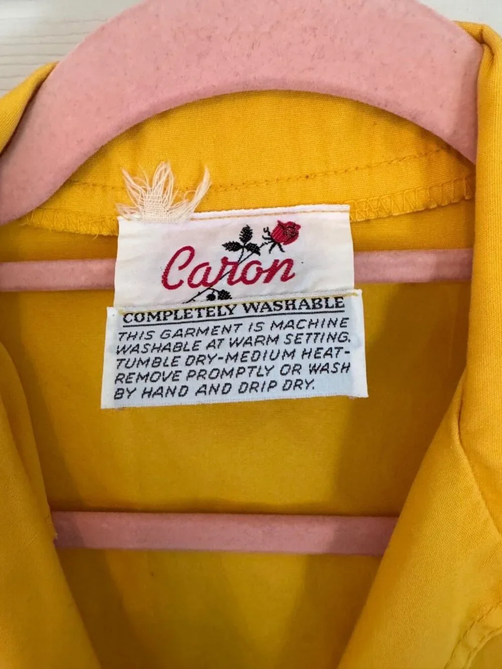 Vintage Caron Retro 70's Yellow Midi Length Long Sleeve Shirt Dress Size Small - Picture 5 of 13